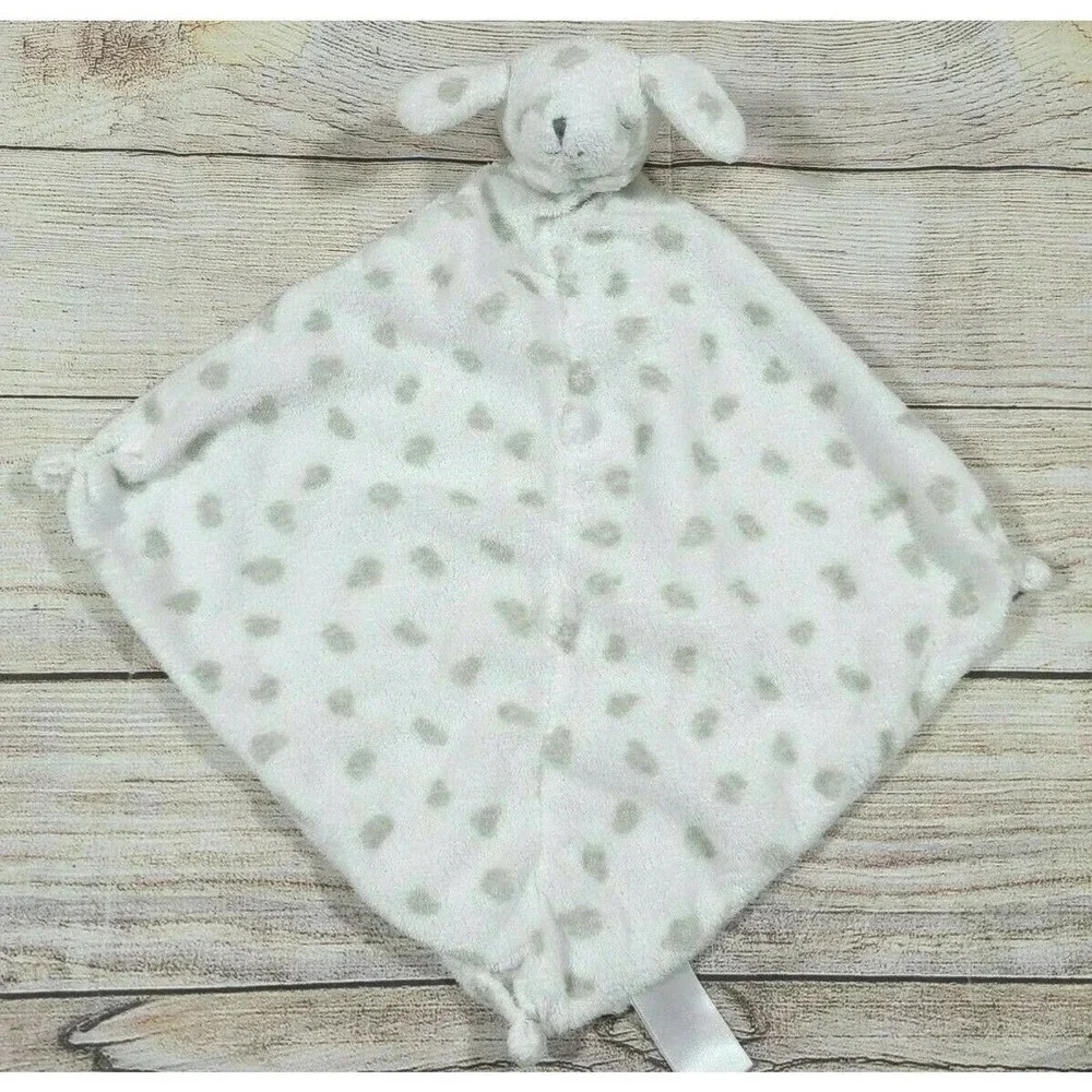 Angel Dear Plush Dalmatian Puppy Dog Baby Lovey Security Blanket White Gray Dots